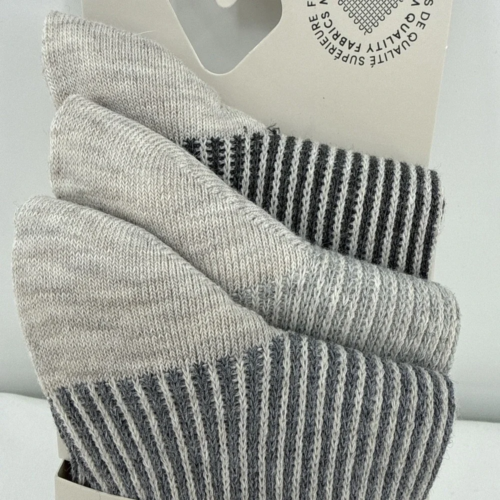 Folk Men's 3 Pack Striped Crew Socks Size 8-12 Quiet Luxury Academia Business
